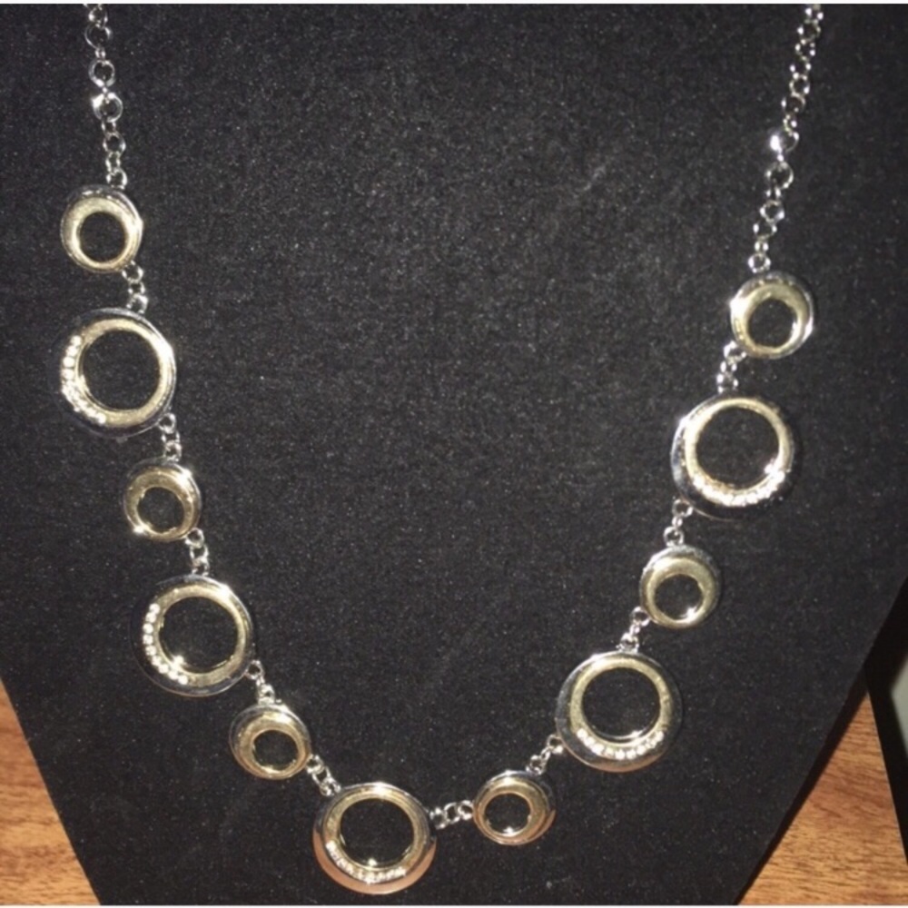 Two Tone Circle Statement Necklace - image 2